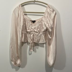 Cotton Candy LA long sleeve blush crop top